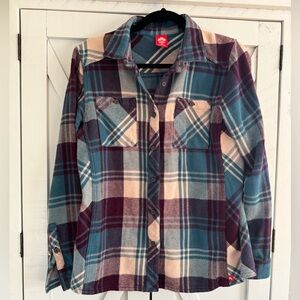 EMS Plaid Flannel Shirt - Teal and Burgundy